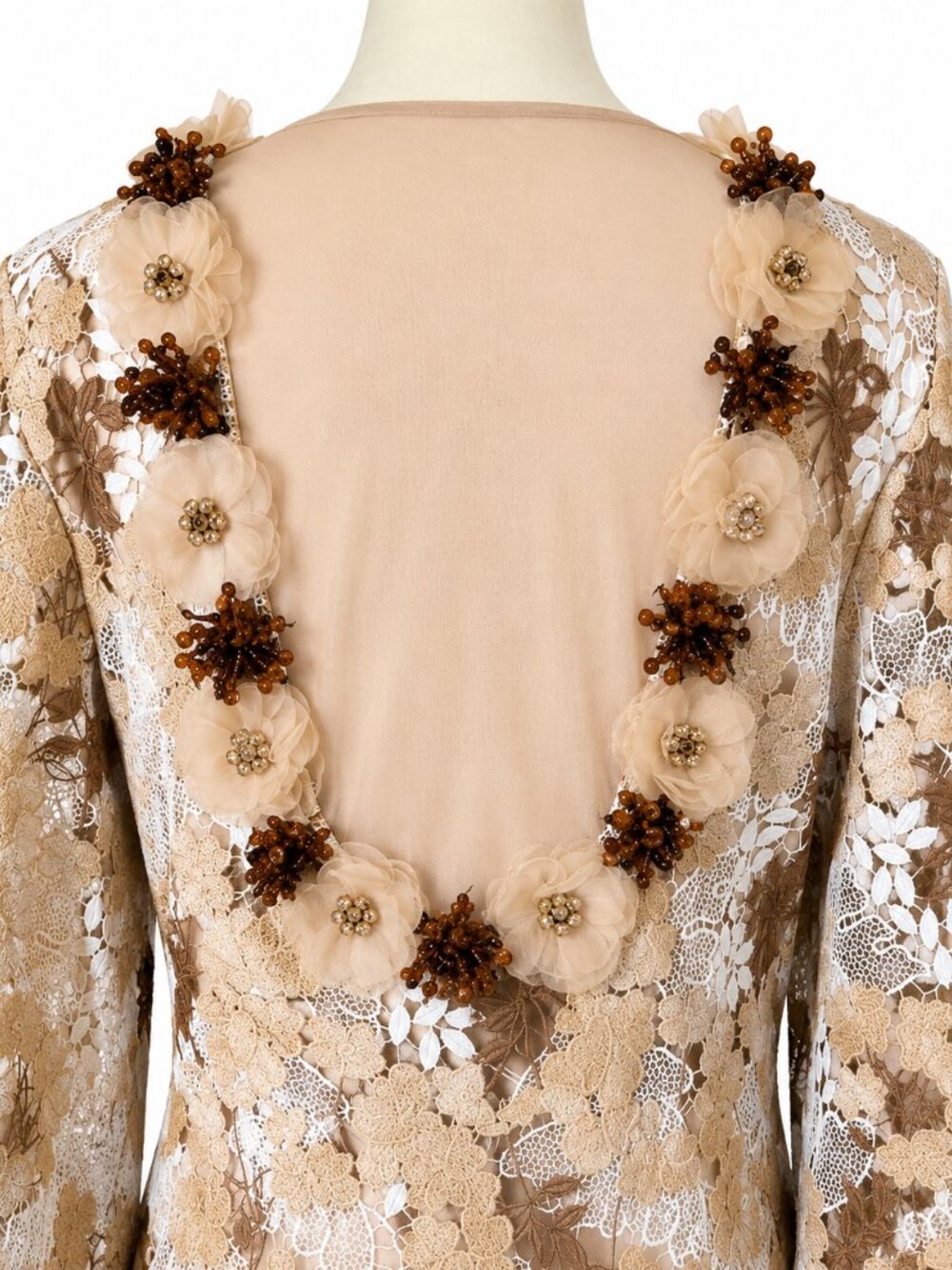 RICH RADI Q'S Rhinestone Openwork Embroidered Florals Lace Dress - Picture 7 of 16